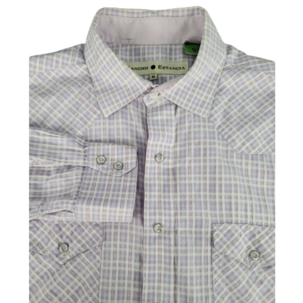 Rancho Estancia Western Pearl Snap Shirt Purple